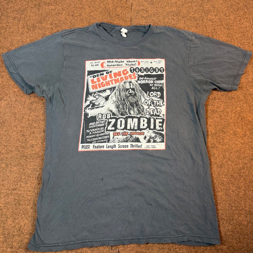 Rob Zombie Den of Living Nightmares T-Shirt Mens XL Lord of the Dead Horror Tee